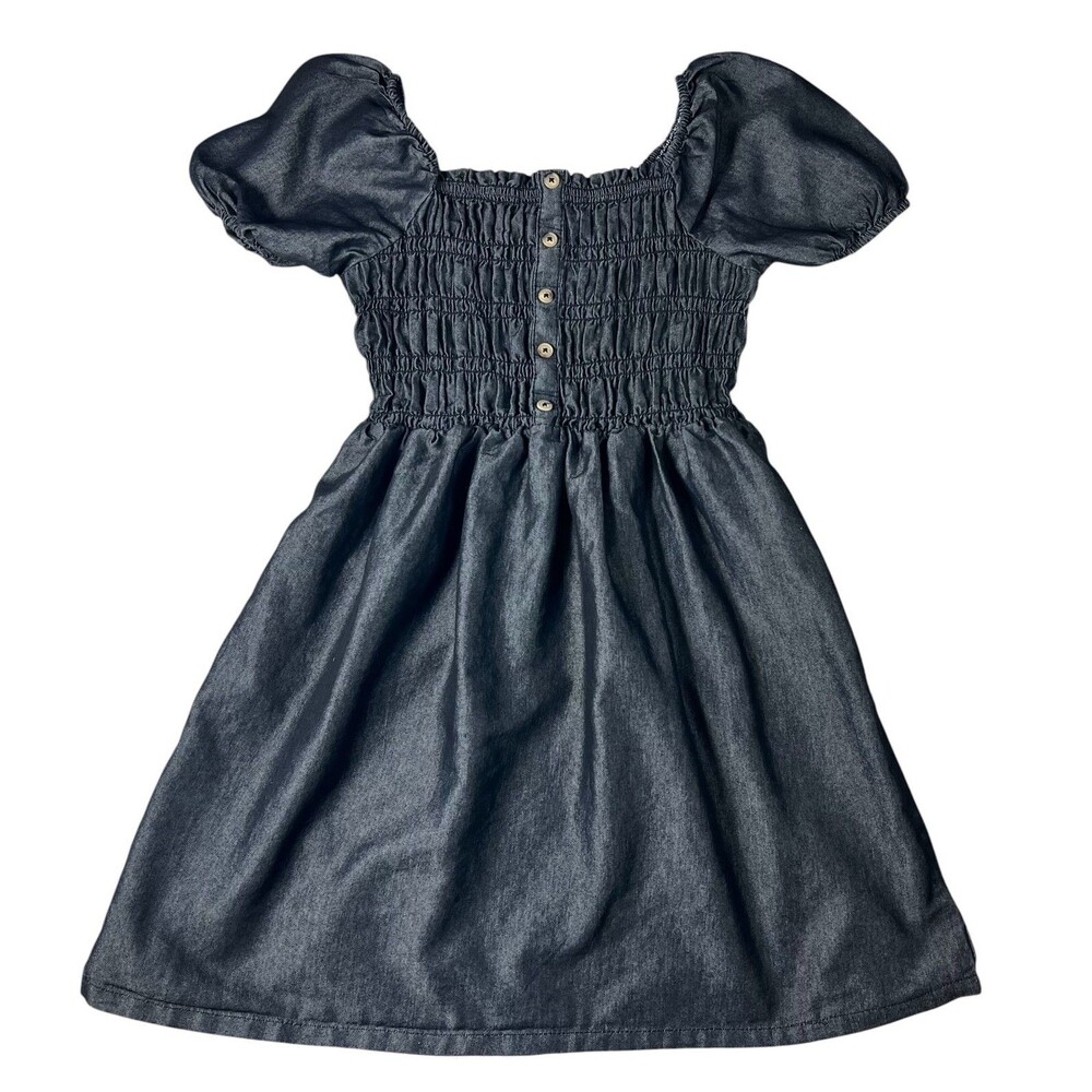 Nanette Lepore Black Lightweight Denim Youth Girls Smocked Dress  Size 12  NWOT